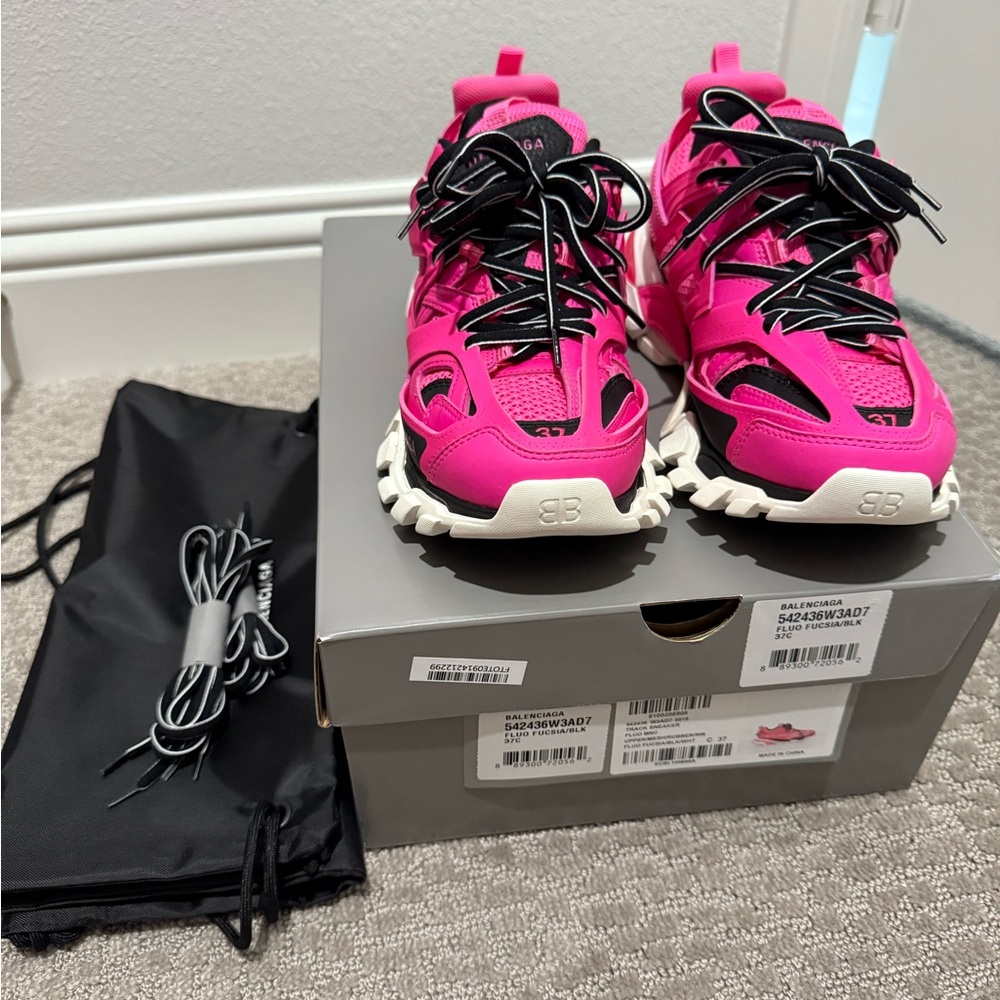 Balenciaga Pink and Black Athletic Shoes